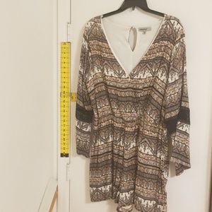 Bailey Blue Boho Brn Print Rayon Romper 1x ]129845